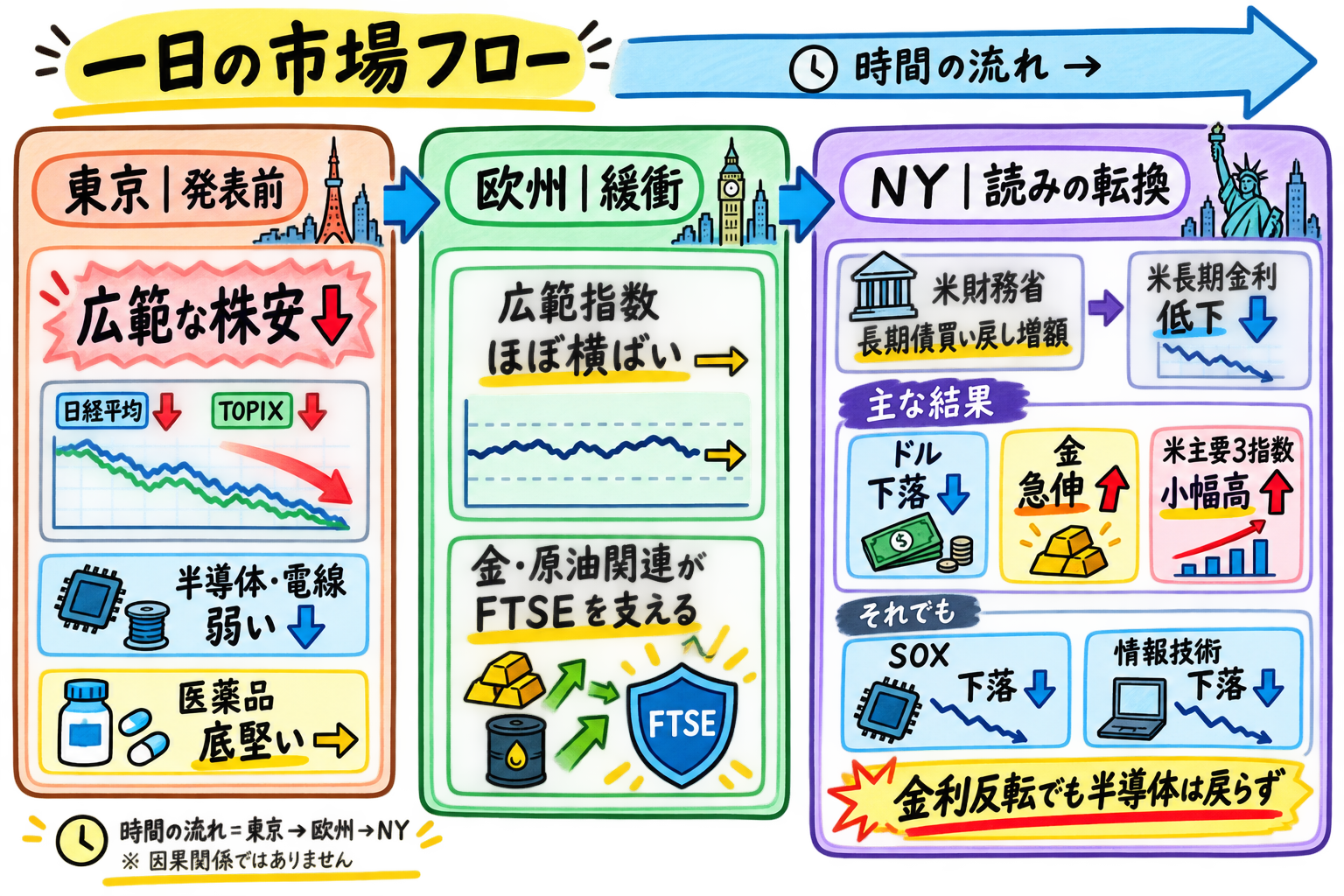 一日の市場フロー