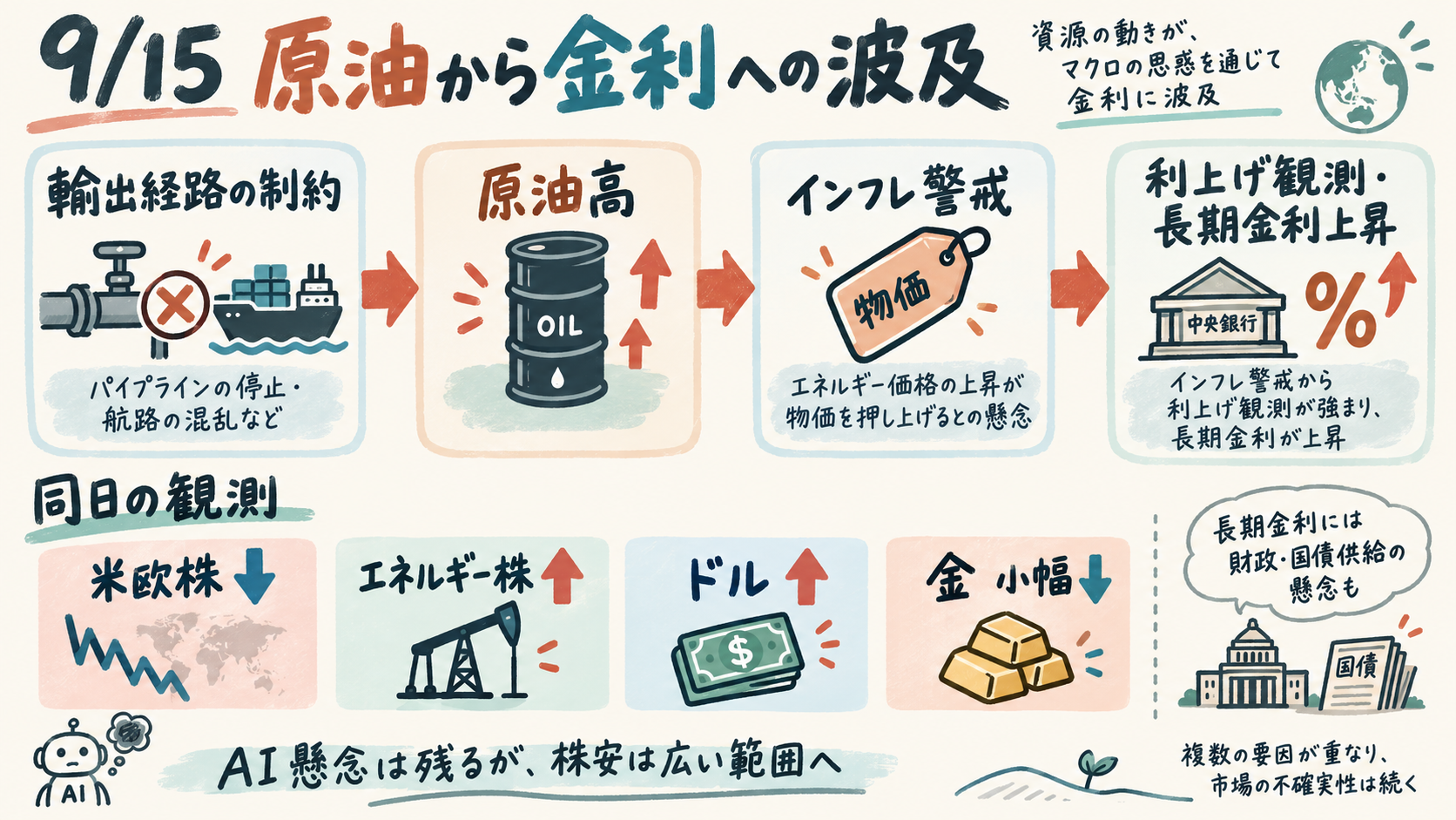 原油から金利への波及